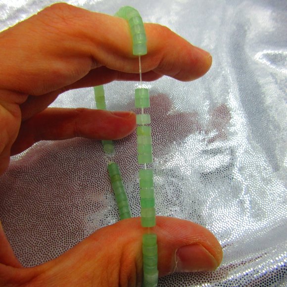 Green Aventurine 4mm Heishi 7" Stretchy Gemstone Bracelet - Picture 3 of 3